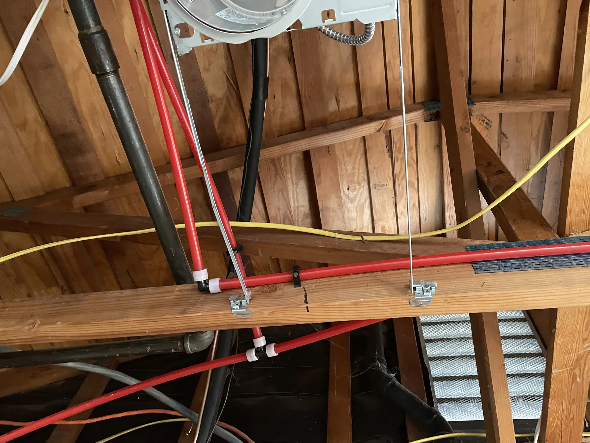 New electrical runs through the attic framing