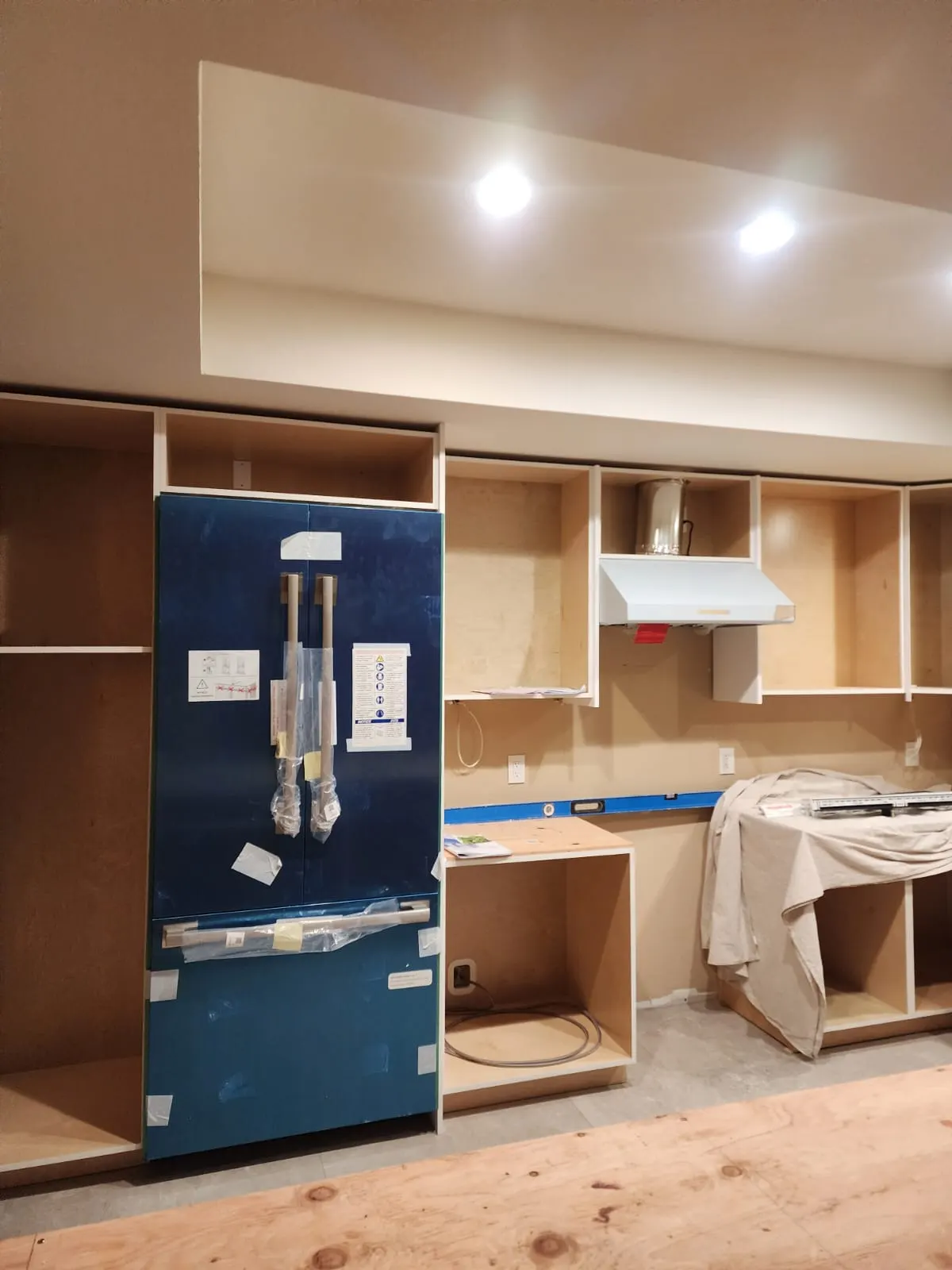 Cabinets going in before the doors are hung